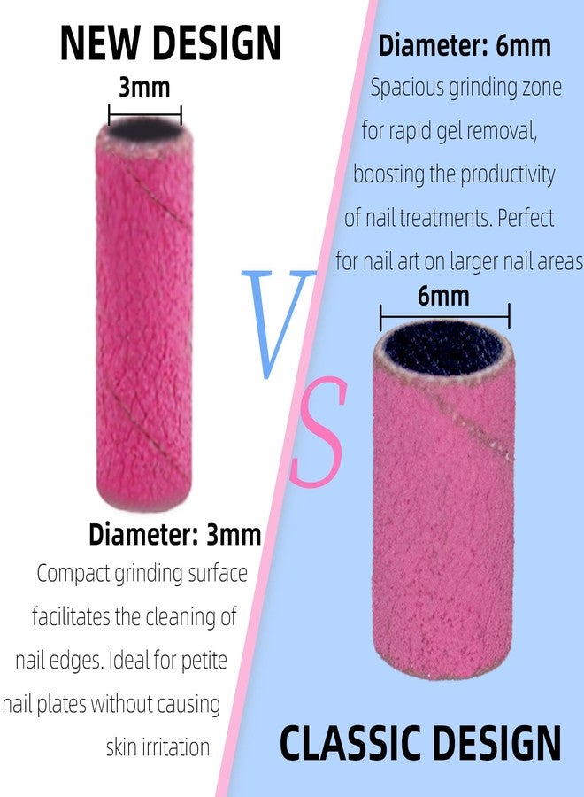 TKYZMS 100 Pcs (240 Grit Pink) Small Sanding Bands Nail Drill Bit,Nail Drill Bits,Extreme Fine Grit Mini Sanding Band,Nail Bits,Upgrade 3.1mm Mandrel Bits,Professional Nail Drill Bit for Acrylic Nails - Image 3